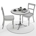 Round Wooden Table And Chairs Set With Coffee Cup Cookie And Woven Rug