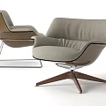 Modern Leisure Chairs With Soft Fabric Seats Wooden Armrests And Star Shaped Bases Design
