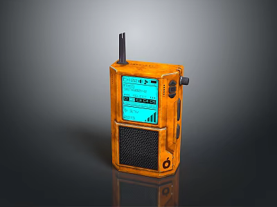 Orange Tactical Weapon Communication Device With Antenna Screen And Knob Design 3d model