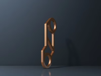 Modern Copper Geometric Sculpture With Interconnected Circular Rings Abstract Design 3d model