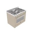 Classic Cream Kitchen Appliance Gas Stove Oven With Multiple Burners And Control Knobs 3d model