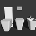 Modern White Toilet Design In Bathroom Interior With Gray Wall And Control Panel