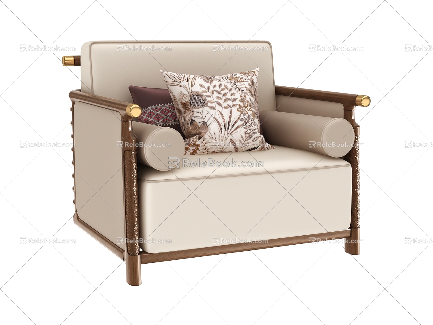 New Chinese-style Single Sofa 3d model