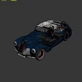 Blue Vintage Car With White Convertible Top Red Rimmed Wheels And Classic Design