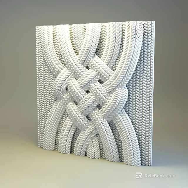 White Woven Sculpture Three Dimensional Wall Art With Interlaced Patterns And Intricate Texture 3d model 