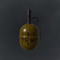 Olive Green Grenade Shaped Decorative Ornament Set with Metal Pin and Engraved Letters