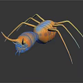 Orange Spider Featuring Blue Eyes Yellow Legs And Glossy Body 3D Model On Dark Background