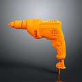 Orange Electric Drill Tool With Ergonomic Handle And Power Control Button Design 3d model