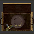 Vintage Wooden Storage Box With Gold Decorative Accents And Open Lid Design