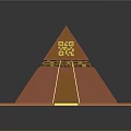 Orange Pyramid Structure With Yellow Decorative Symbols On Top And Base Steps 3d model