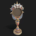Egyptian Style Decorative Mirror With Golden Frame Skull Decorations And Colorful Base