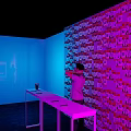 Vibrant Graffiti Art Interior With Colorful Balloons Purple Blue Lighting And Yellow Corridor