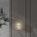 Modern Interior Square Shade Pendant Light With Landscape Pattern And Palm Leaf Shadow 3d model