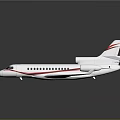 Sleek White Passenger Jet With Red Stripes On Fuselage Wings And Tail Fin