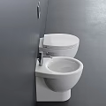 Modern White Toilet With Adjacent Washbasin Against Grey Wall And Dark Floor