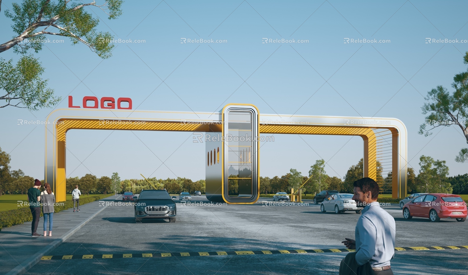 Modern Gate Gate Building Factory Gate Guard Recorder Room Gate Entrance Park Gate Gate Gate 3d model