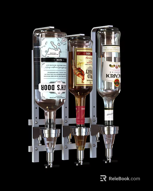 Commercial Wine Bottle Holder With Inverted Design And Metal Stand Pouring Device 3d model 
