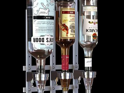Commercial Wine Bottle Holder With Inverted Design And Metal Stand Pouring Device 3d model