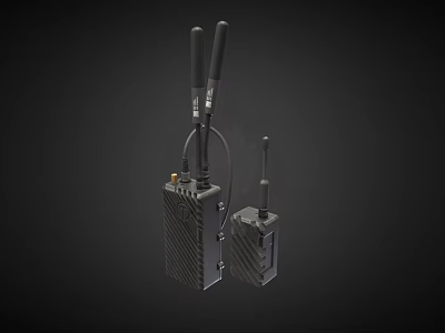Two Black Tactical Weapon Communication Devices With Antennas And Durable Build 3d model