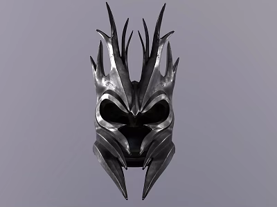 Dark Fantasy Spiked Metal Mask With Sharp Horns And Intricate Details 3d model