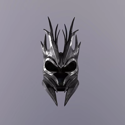 Dark Fantasy Spiked Metal Mask With Sharp Horns And Intricate Details 3d model