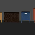 Stylish Modern Entryway Side Cabinets With Wave Circular Radial Patterns And Colorful Finishes