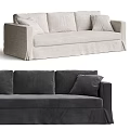 Modern Three Seater Sofa In Neutral Tones With Upholstered Fabric And Comfortable Cushions