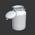 Classic Silver Metal Milk Can With Open Lid On Black Background