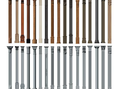 Various Styles And Colors Of Decorative Roman Columns For Interior Exterior Use 3d model