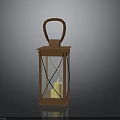 Rustic Lantern Design With Glass Panels Handle And Lit Candle