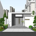 Modern Entrance Gate Design With Stone Decor Steps And Greenery Landscaping