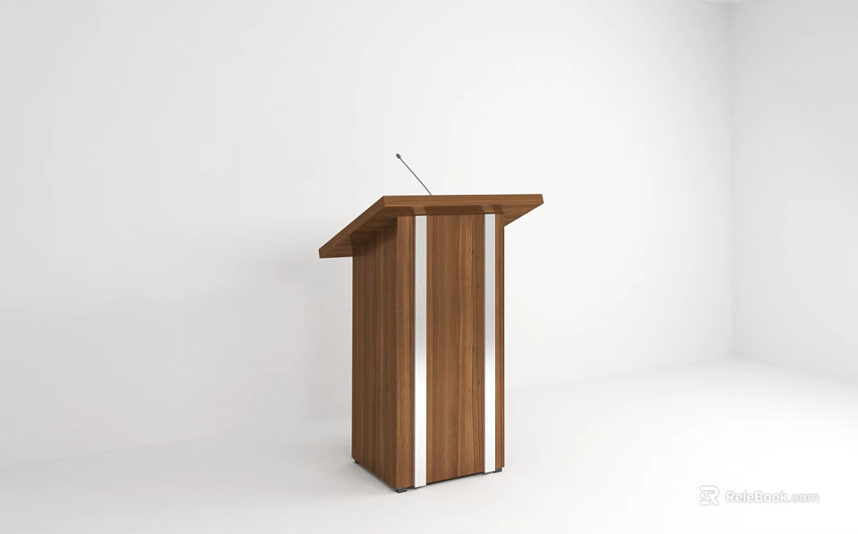 Modern Wooden Conference Table With Silver Stripes In White Background Setting 3d model 