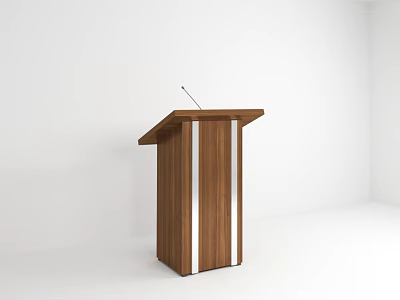 Modern Wooden Conference Table With Silver Stripes In White Background Setting 3d model