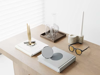 Elegant Inflatable Decorative Accessory for Tabletop Setup with Books and Glassware 3d model