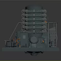 Industrial Machinery Equipment With Platform Stairs Control Panel And Green Rings