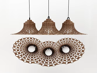Southeast Asia chandelier rattan chandelier 3d model