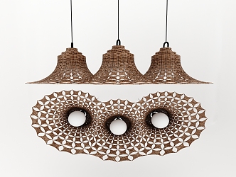 Southeast Asia chandelier rattan chandelier 3d model