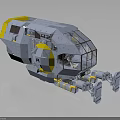 Gray And Yellow Space Exploration Lander With Transparent Cabin And Landing Legs