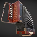 Vintage Wooden Accordion Musical Instrument With Retro Bellows And Handheld Keys Design