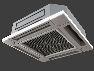 Modern Square Recessed Air Conditioner Air Outlet With White Frame And Gray Grille 3d model