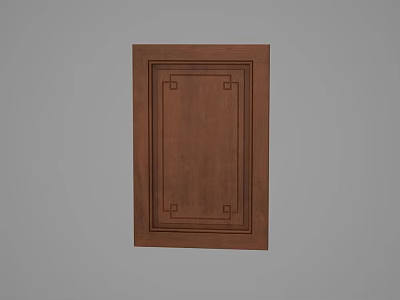 Brown Wooden Decorative Panel with Ornate Frame and Textured Surface Design 3d model