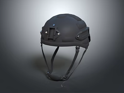 Black Protective Helmet With Modern Ergonomic Design Adjustable Straps And Chin Strap 3d model