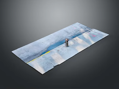 Gray Metal Plate Surface With Central Pole And Colored Markings 3d model
