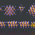 Assorted Molecular Structure Decorative Ornament Set With Purple And Yellow Geometric Models