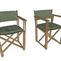 Stylish Green Dining Chairs Featuring Wooden Frame and Foldable Design 3d model