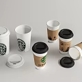 Starbucks Cups Collection Featuring White Logo And Brown Paper Designs With Lids