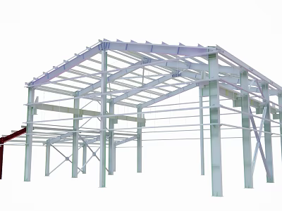 Modern steel frame steel structure workshop 3d model