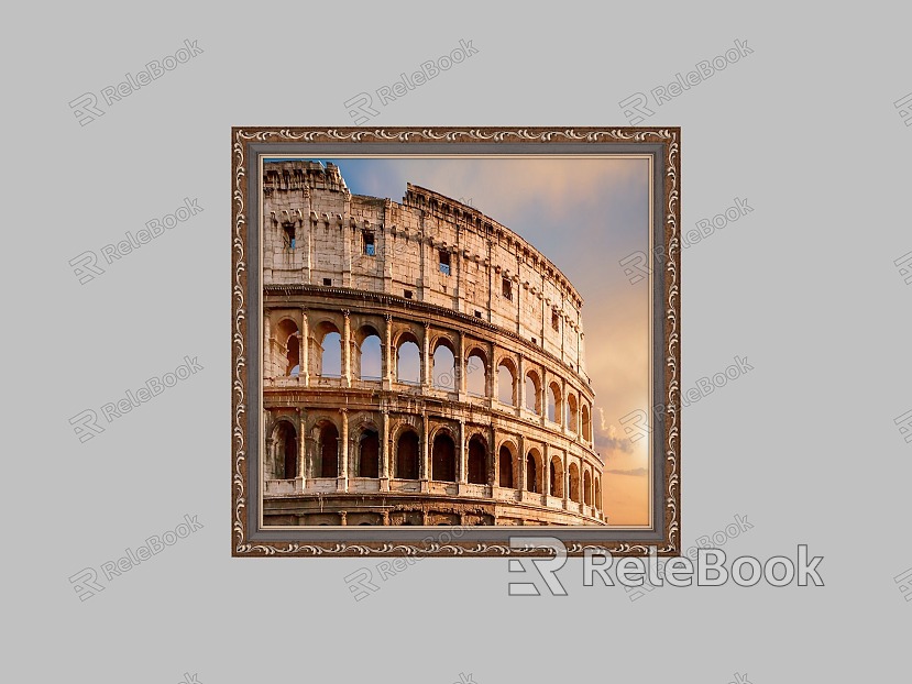 Picture Frame Roman Colosseum Ancient Architecture Oil Painting Hanging Painting Decorative Painting Wooden Frame Decorative Painting European Picture Frame European Picture Frame Classical Picture Frame model