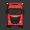Red IVECO Cargo Truck With Large Trailer And Modern Exterior Design