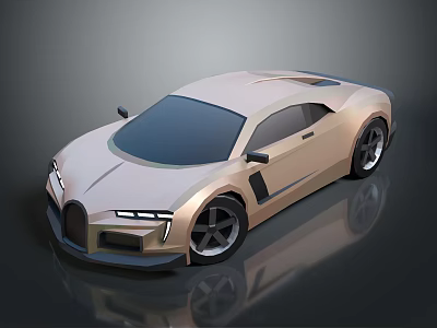 Golden Modern Sports Car With Sleek Aerodynamic Design Black Wheels And 3D Rendered Finish 3d model